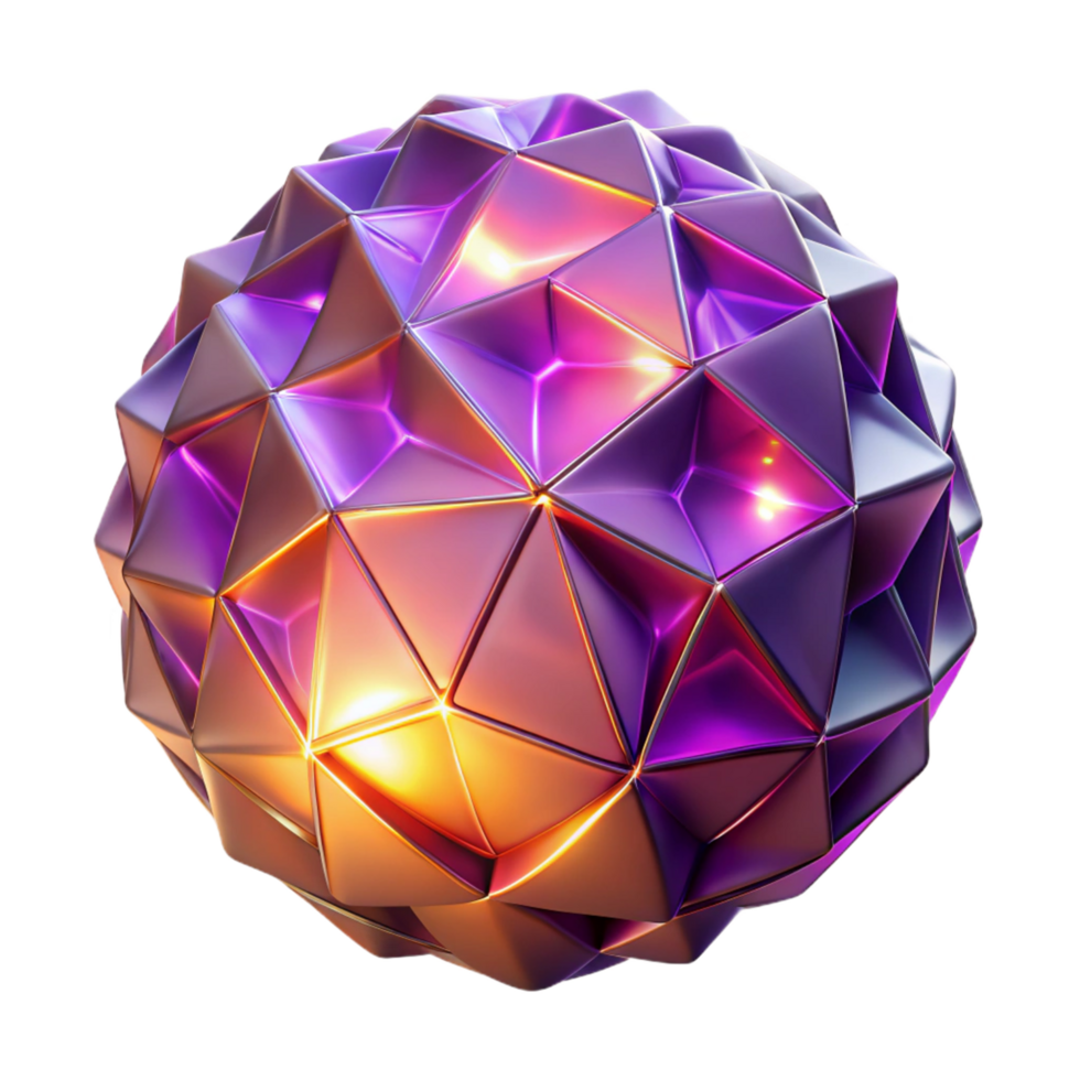 Abstract Geometric Sphere Iridescent Facets and Low Poly Design png