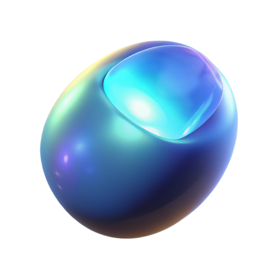 Abstract 3D Render of Iridescent Orb with Glowing Interior png