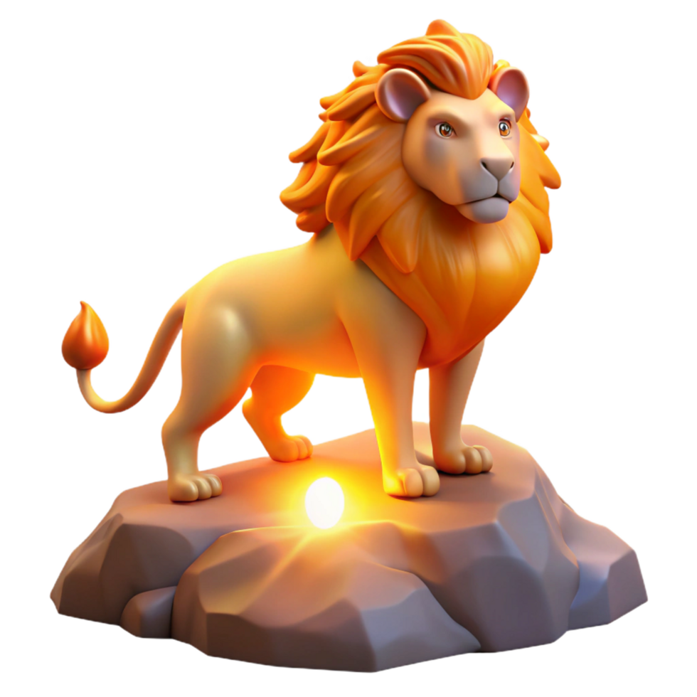 Majestic Lion on Rock, Illuminated by Light png