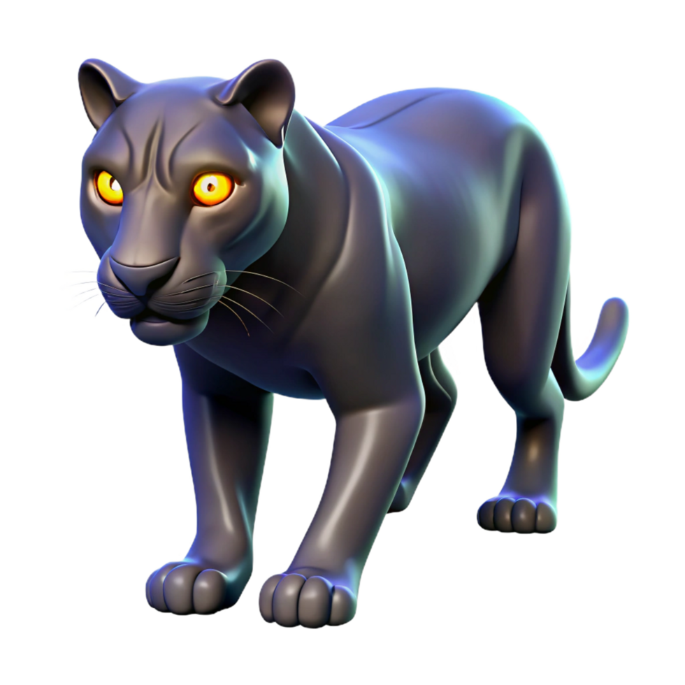 Stylized 3D Model of a Black Panther png