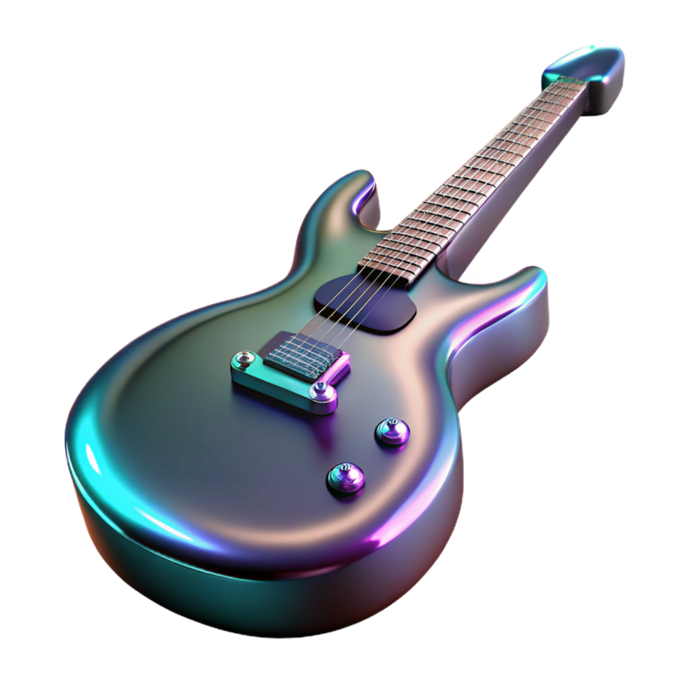 Iridescent Electric Guitar A Digital Render of a Modern Musical Instrument png