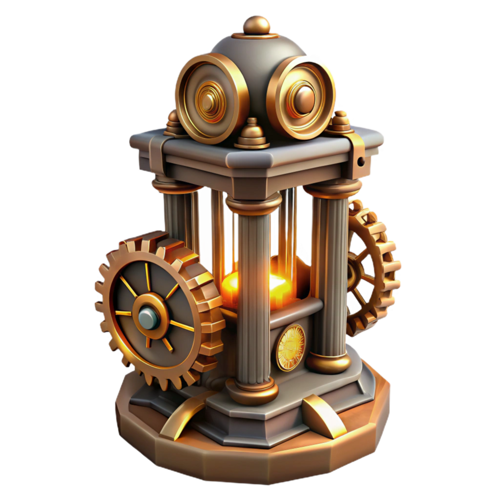 Steampunk Gear Clockwork Mechanism with Illuminated Orb png