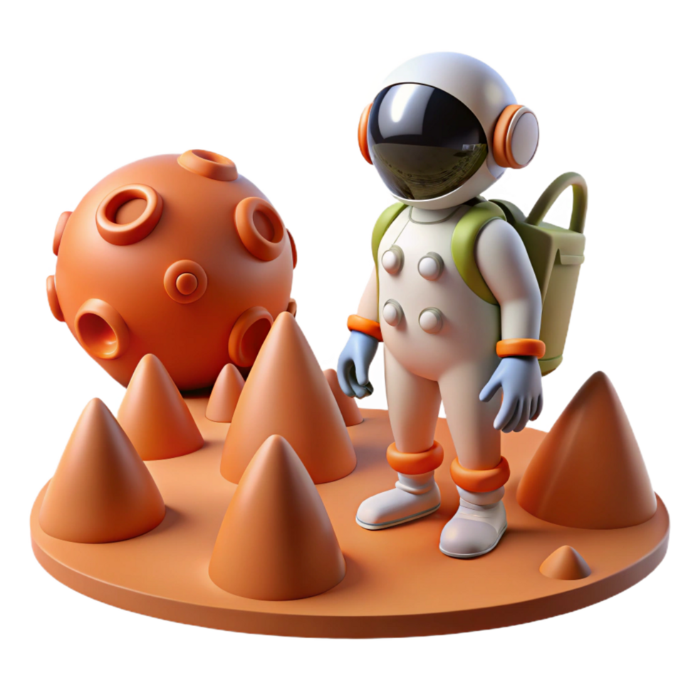Astronaut on Alien Planet Digital Render of Space Exploration png