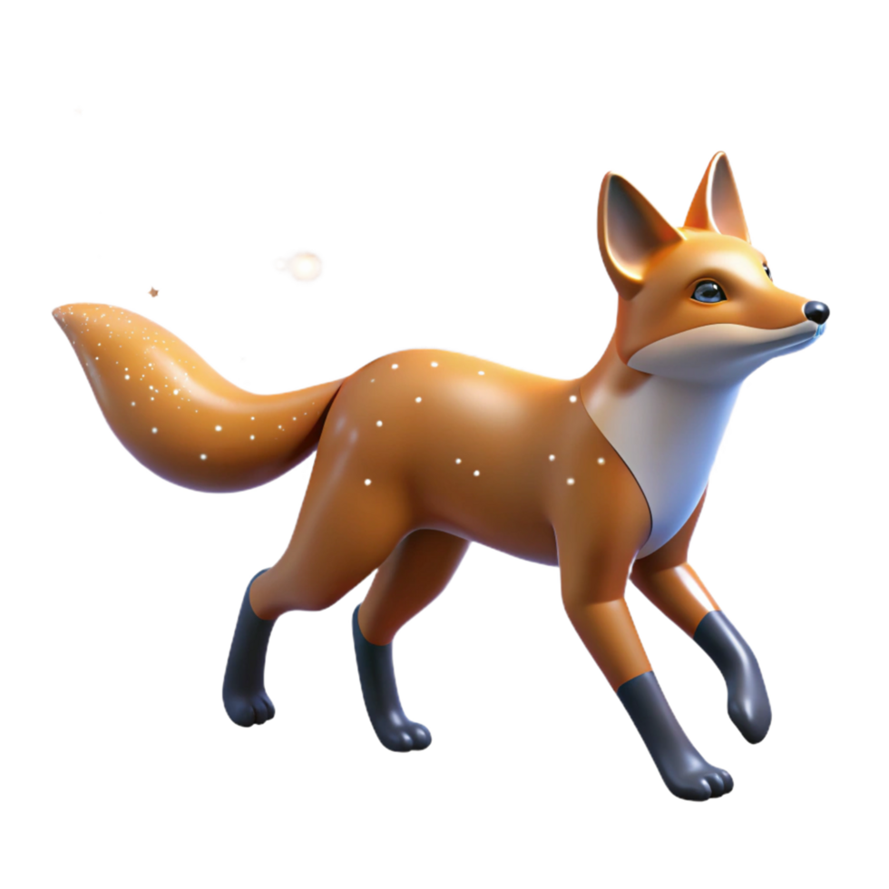 3D Render of a Red Fox with Magical Sparkles png