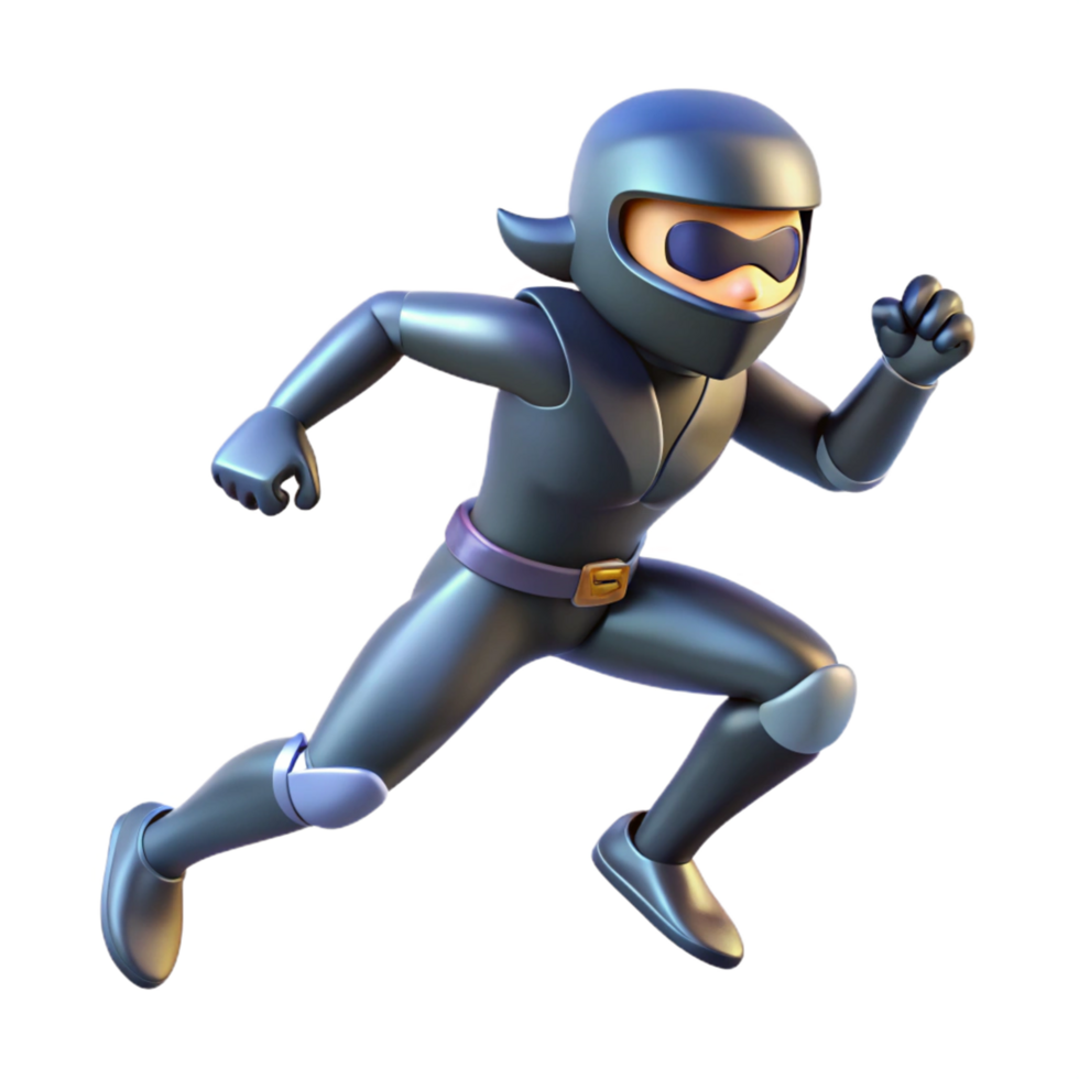 3D Render of a Futuristic Running Superhero png
