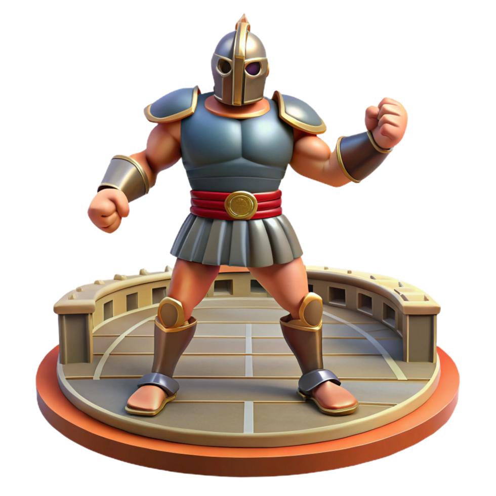 3D Render of a Mighty Gladiator in an Arena png