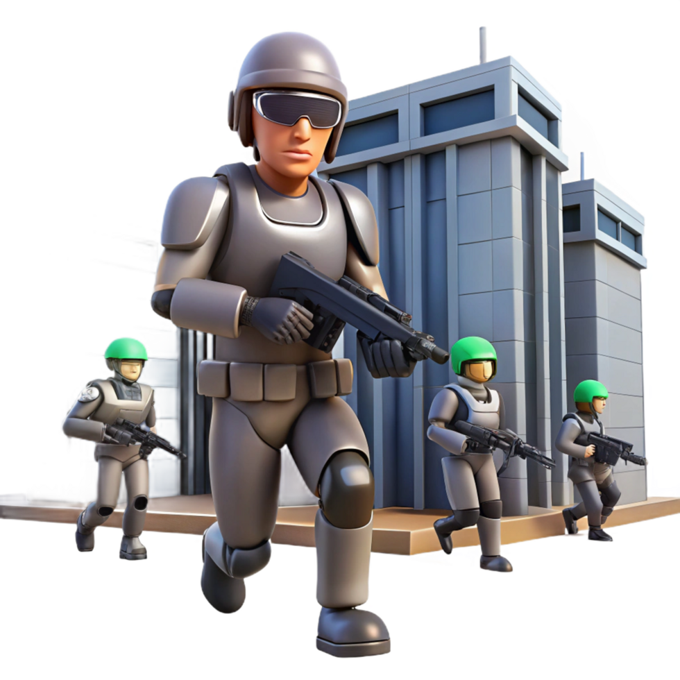 Soldiers Assaulting a Futuristic Building png
