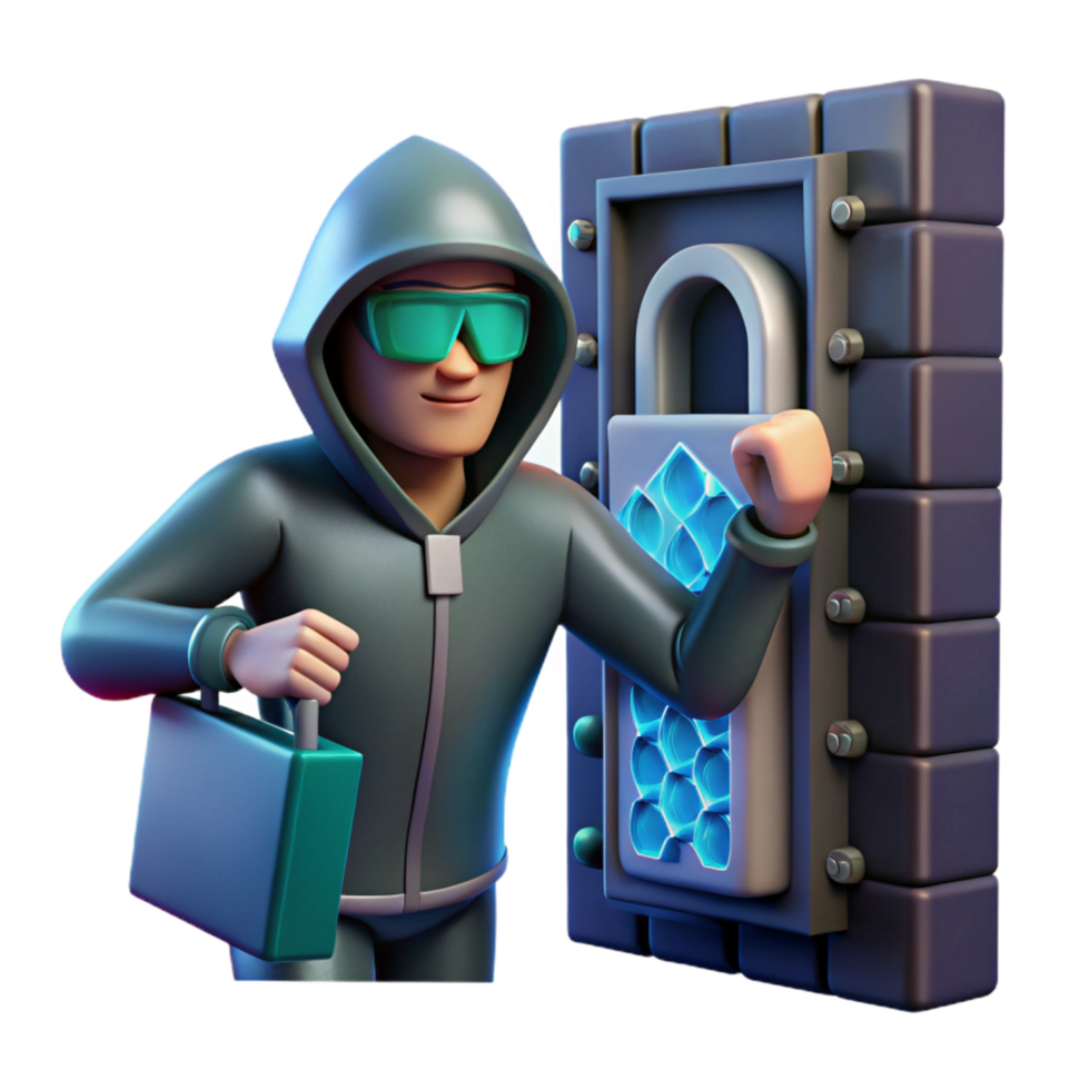 sicurezza informatica pirata screpolatura digitale serratura 3d rendere png