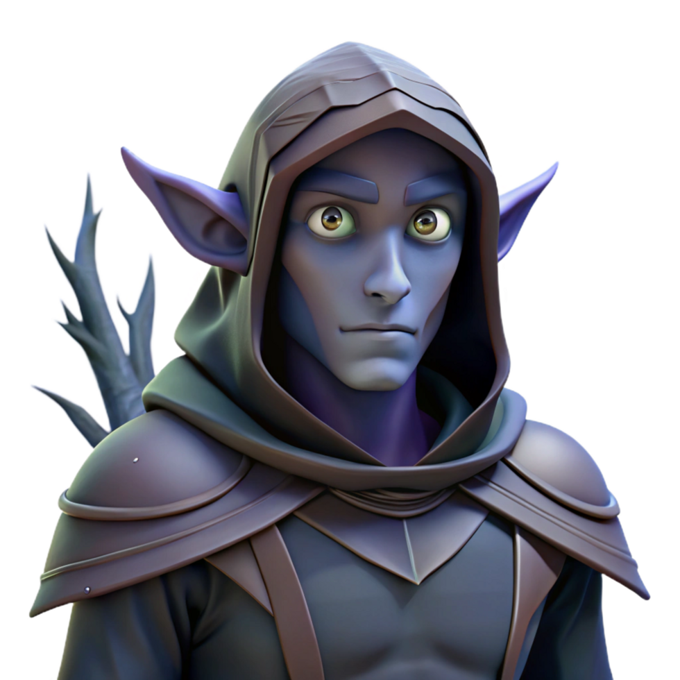 Stylized 3D Model of an Elven Archer png