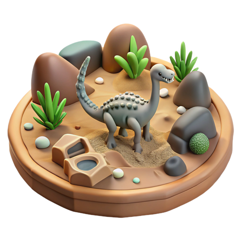 3D Render of Dinosaur in Prehistoric Habitat png