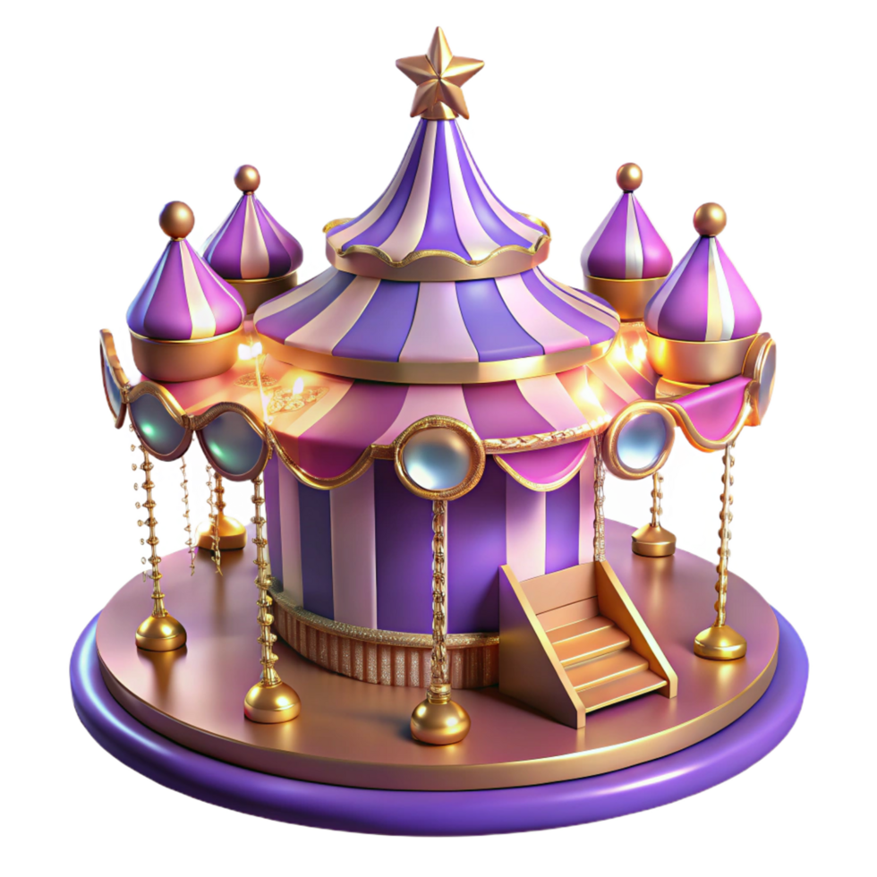 Whimsical Carousel A Digital Render of a Festive Fairytale Ride png
