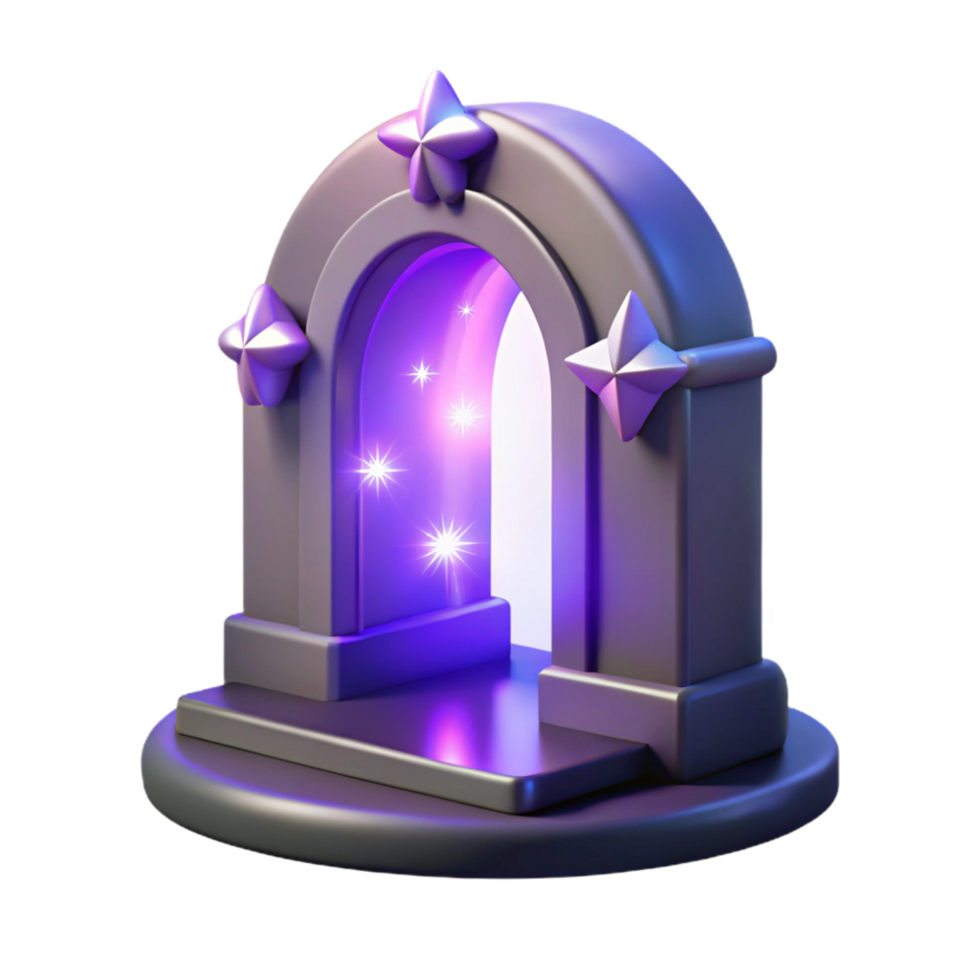 Digital Render of Glowing Archway with Stars png