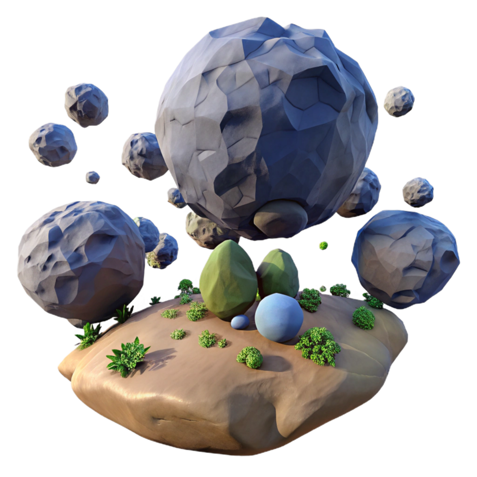 Digital Render of Floating Rocks and Island Landscape png