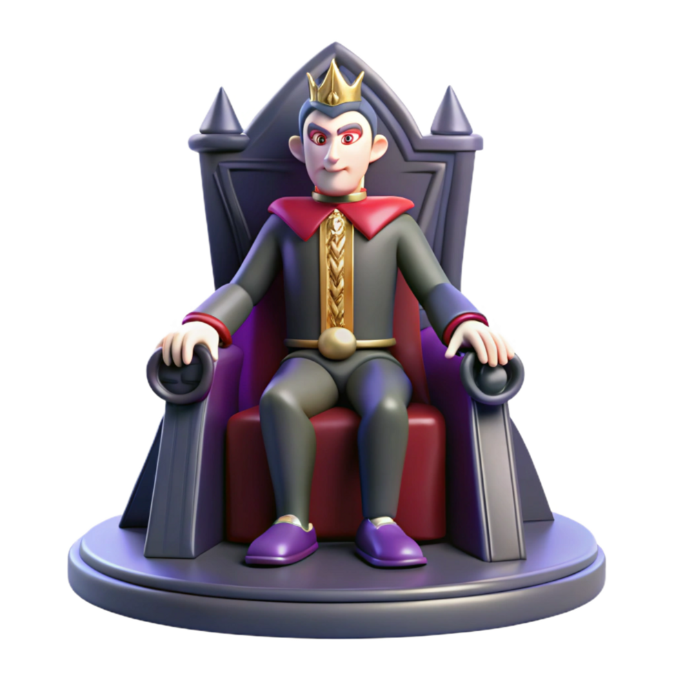 Digital Render of Cartoon King on Throne png