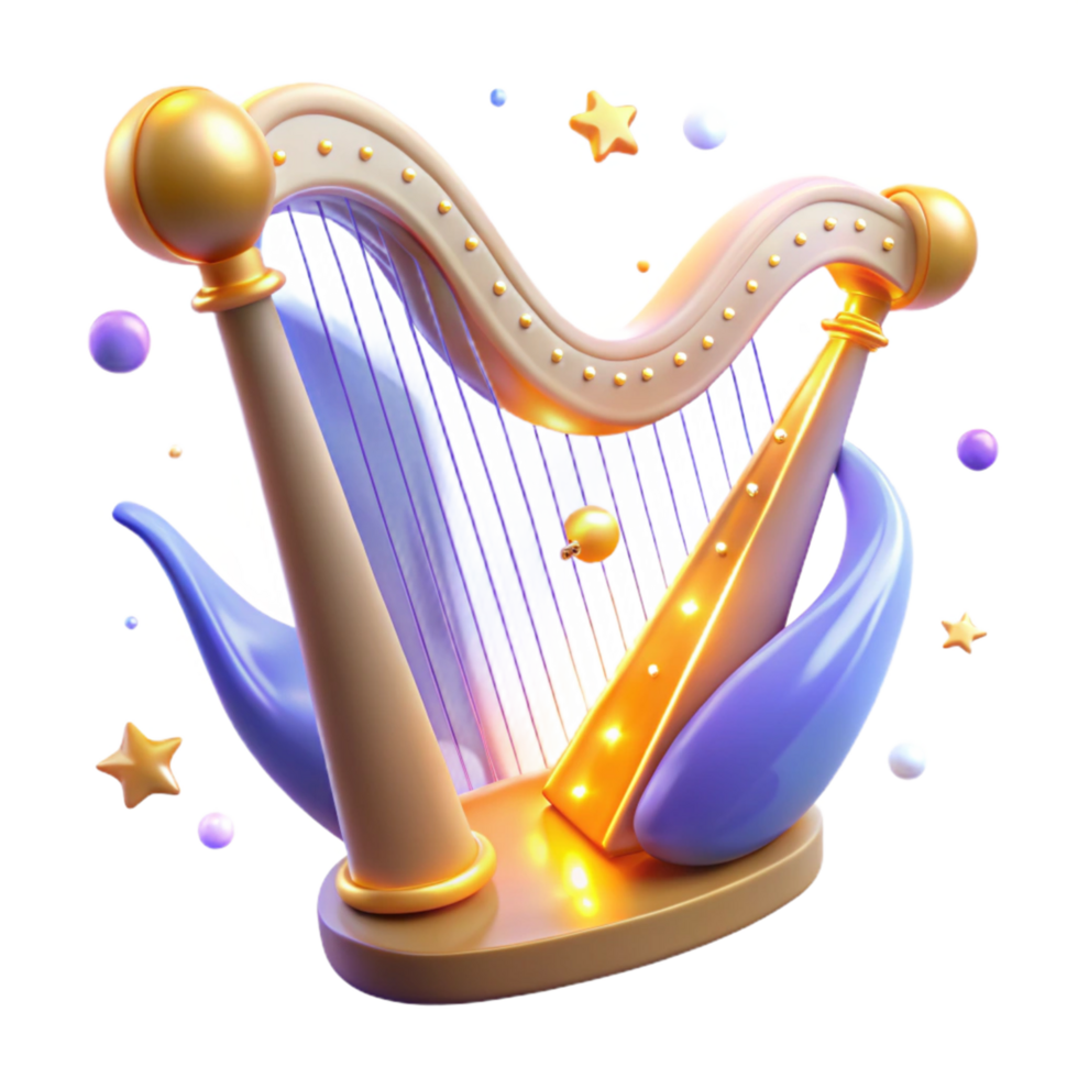 Celestial Harp Digital Render of a Magical Musical Instrument png