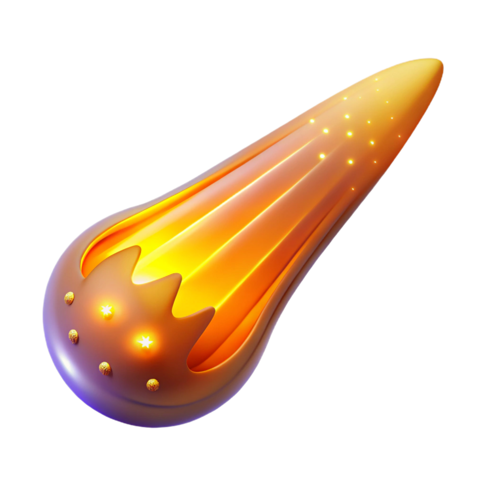Glowing Celestial Body 3D Render of a Falling Star png