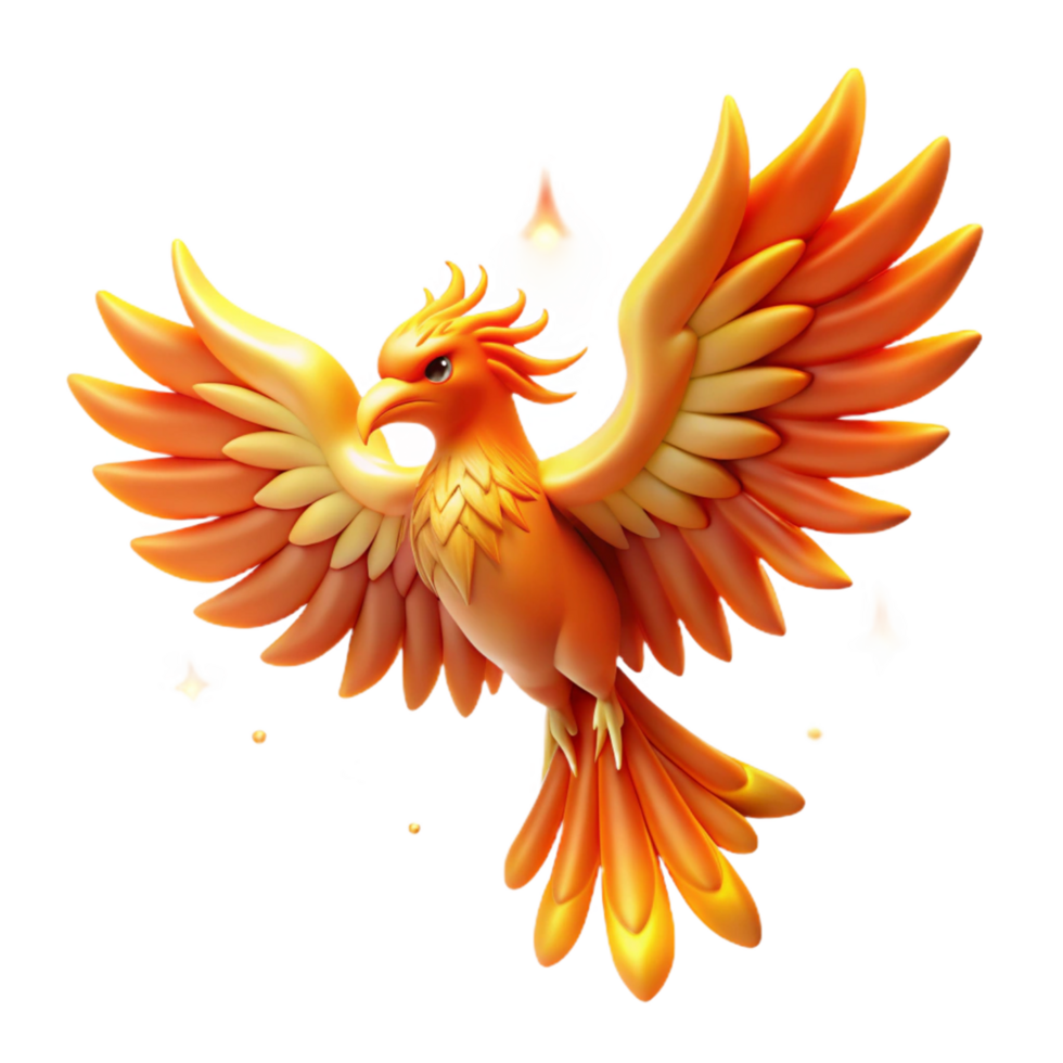 Majestic Firebird Mythical Creature with Fiery Wings and Sparkling Plume png