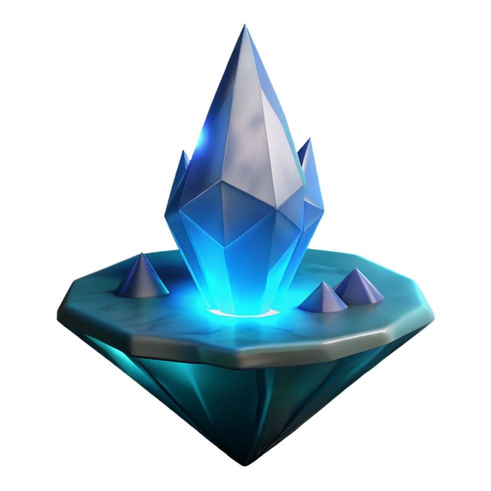 Glowing Crystal on a Floating Island 3D Render png