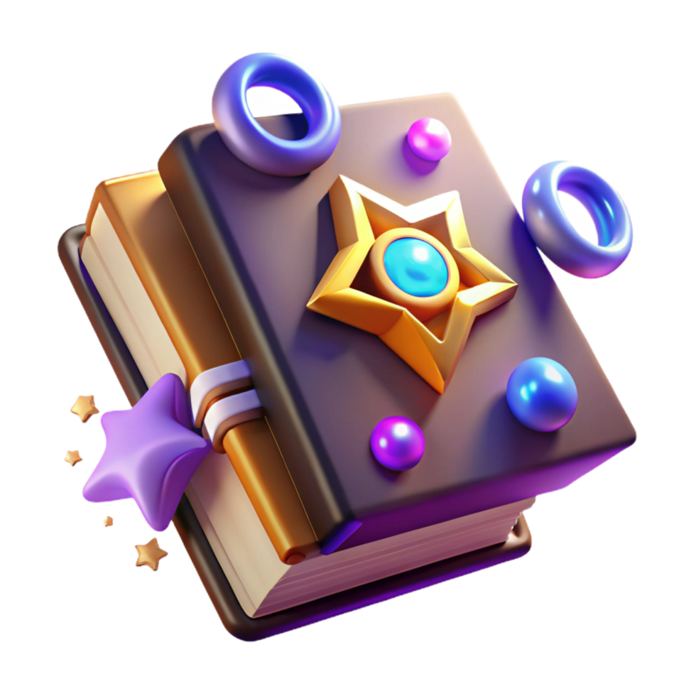 Enchanted Book Magical Grimoire with Star and Rings png