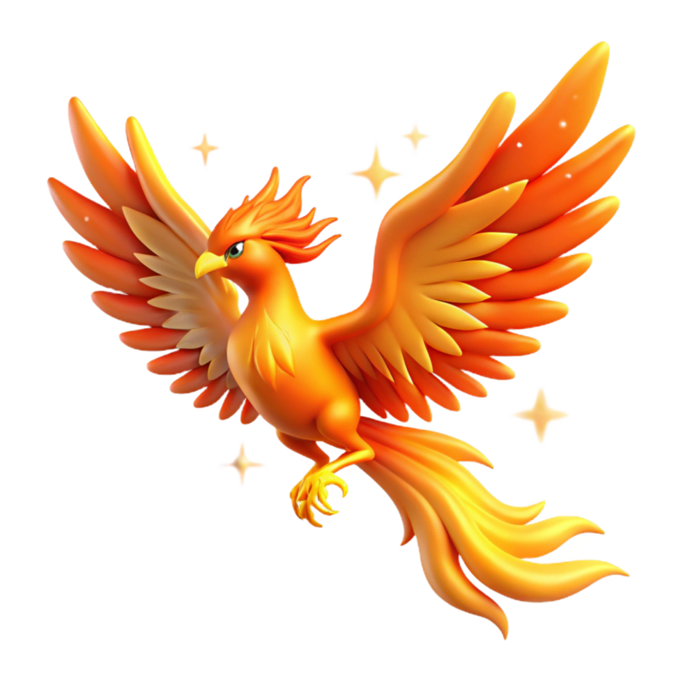 Majestic Firebird Mythical Creature with Fiery Wings and Sparkling Feathers png