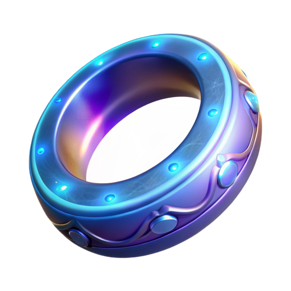 Luminous Orb A 3D Render of a Futuristic, Ornate Ring with Glowing Lights png