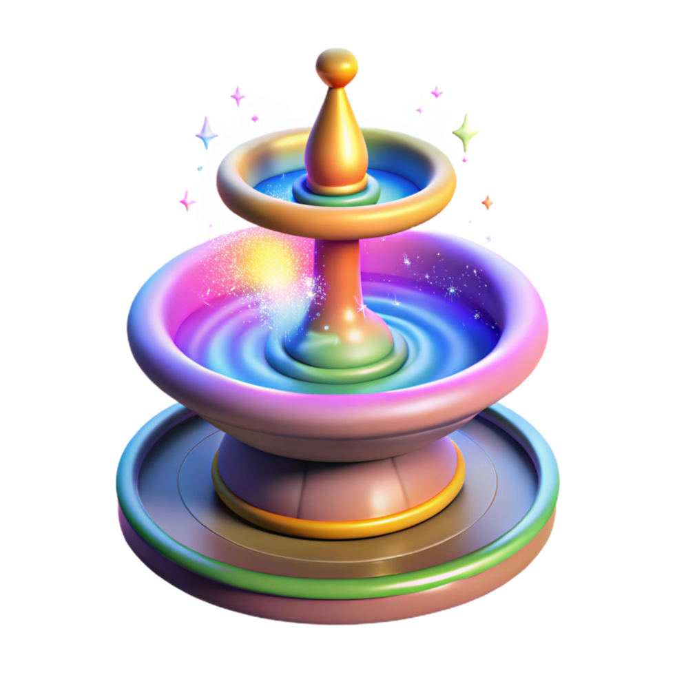 Enchanted Rainbow Fountain A Magical 3D Render png