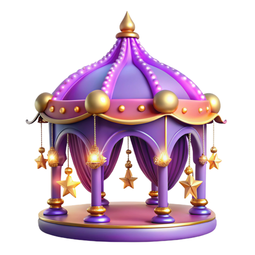 Enchanted Gazebo 3D Render of a Magical Starlit Pavilion png