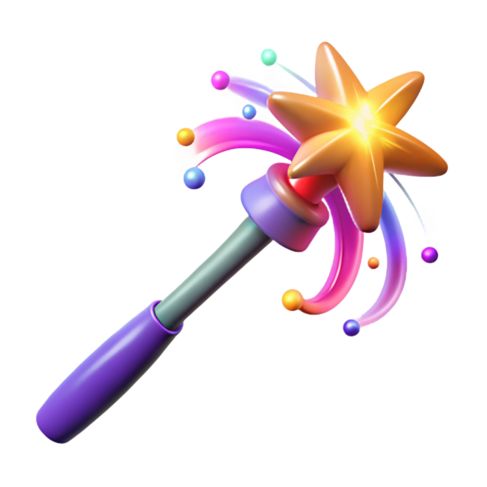 Magical Star Wand with Colorful Swirls and Glowing Effect png
