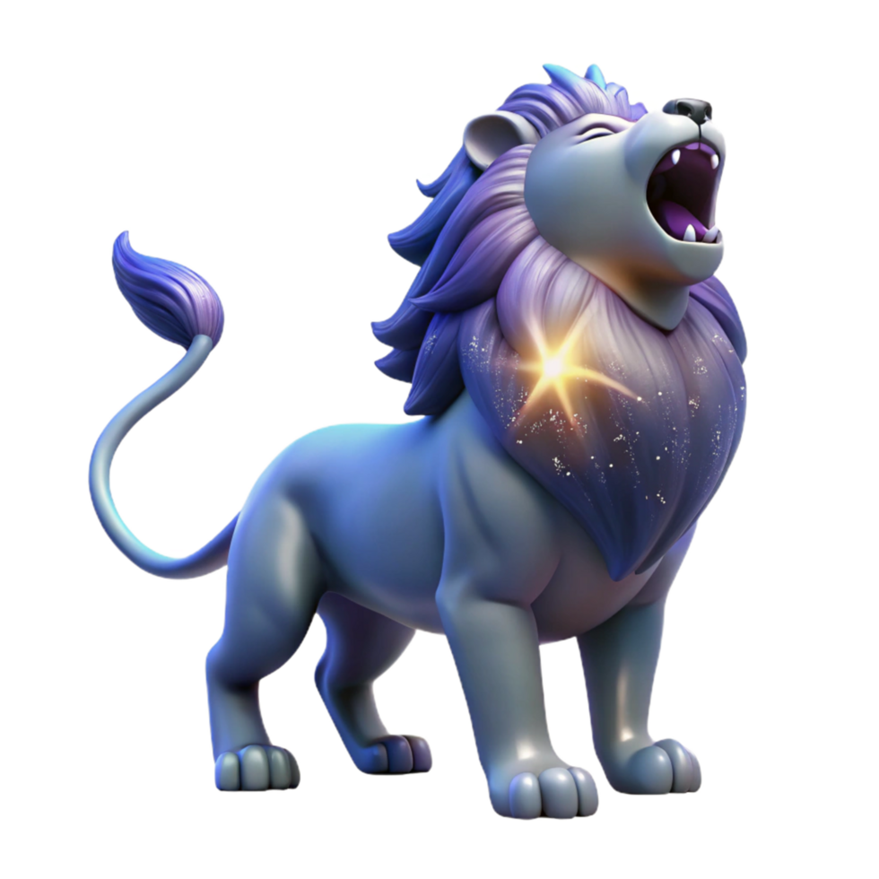 Majestic Roaring Lion 3D Render of a Mystical Creature png