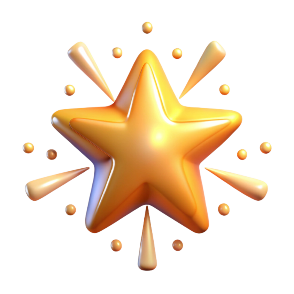 Golden Starburst 3D Render of a Shiny Star with Burst Effect png