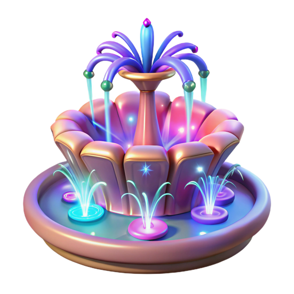 Enchanted Illuminated Fountain Fantasy Water Feature Design png