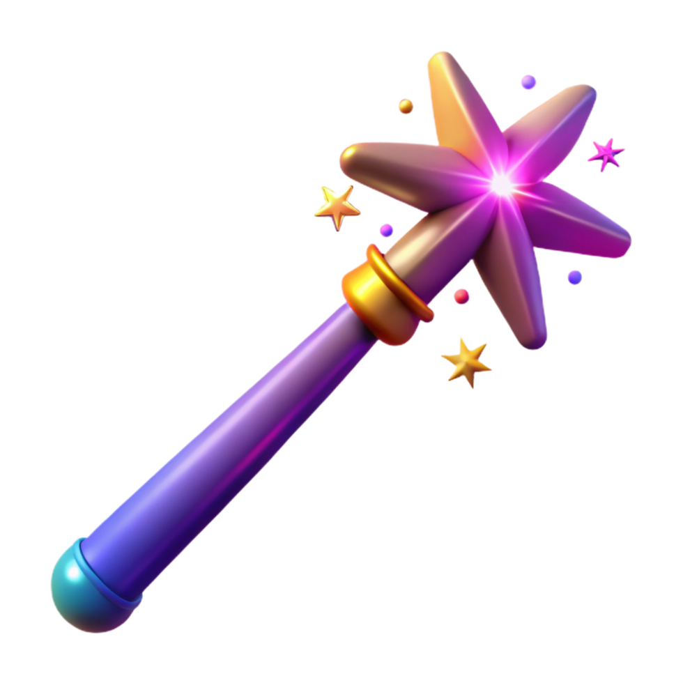 Magical Star Wand 3D Render of Fantasy Item png