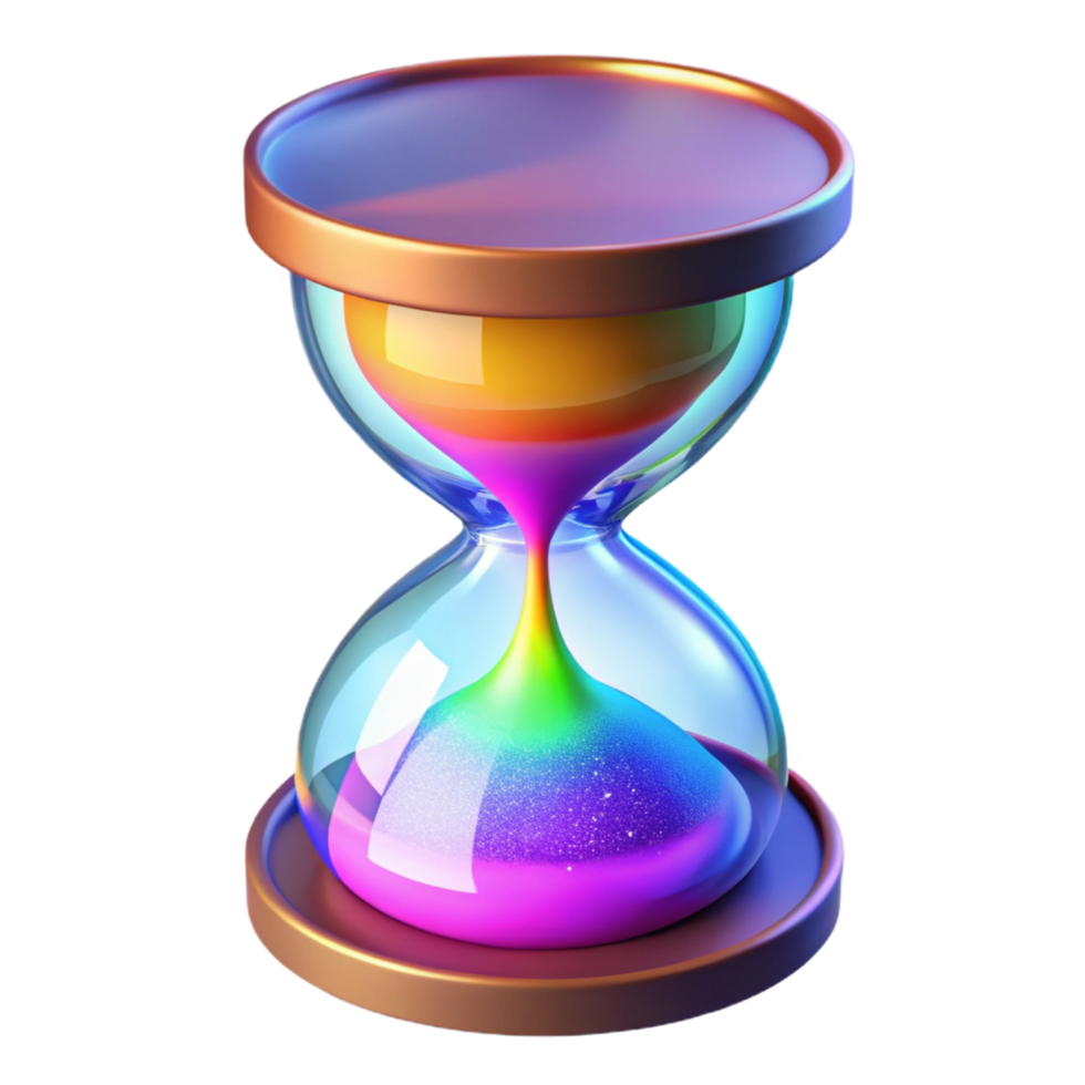 Rainbow Hourglass A Symbol of Time's Passage and Colorful Sands png
