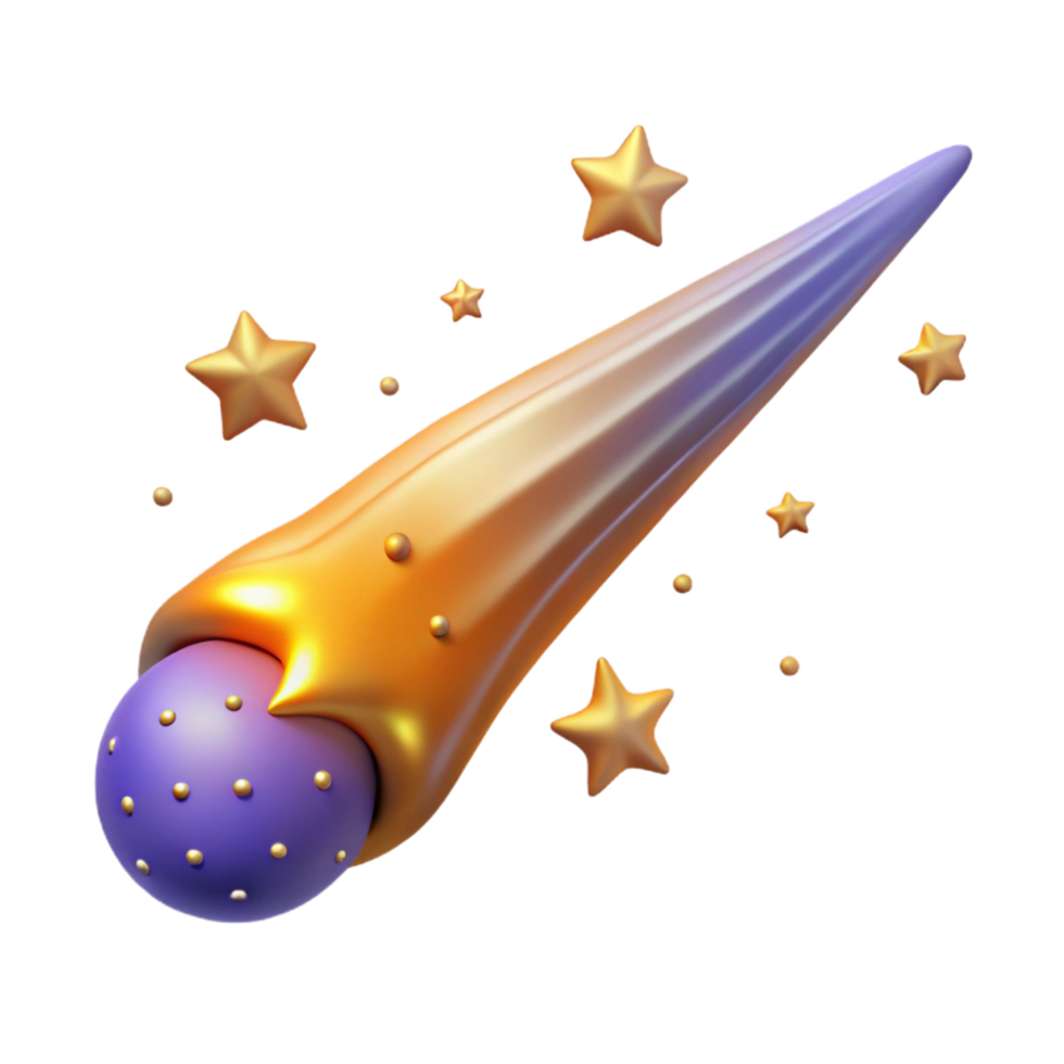 Shooting Star with Golden Trail and Purple Sphere png