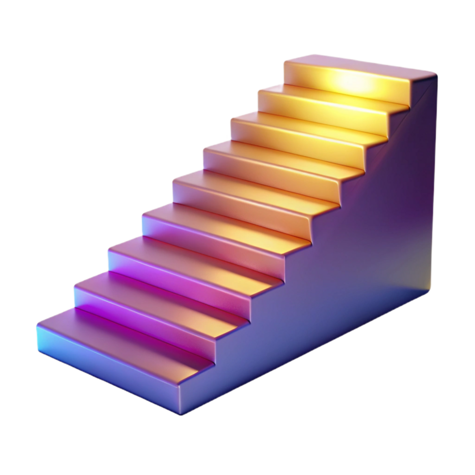 Abstract Gradient Staircase 3D Render of Ascendancy and Progress png