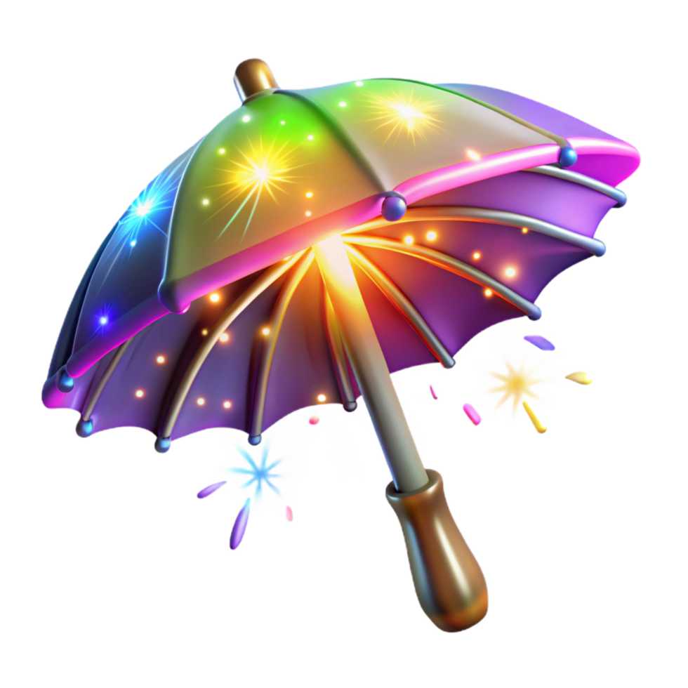 Luminous Umbrella with Sparkling Fireworks png