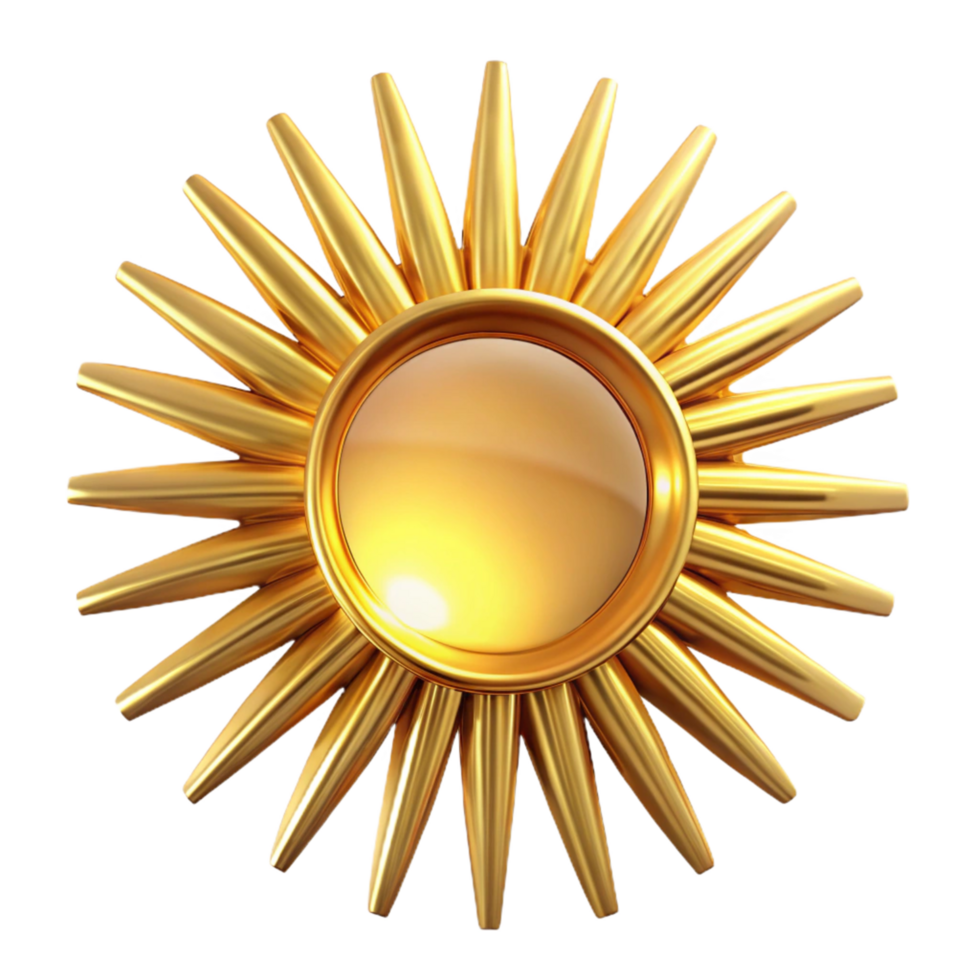 Golden Sunburst Design Circular Emblem with Rays png