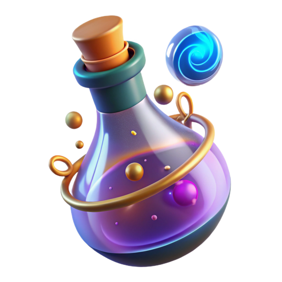 Enchanted Potion Magical Elixir with Glowing Particles png