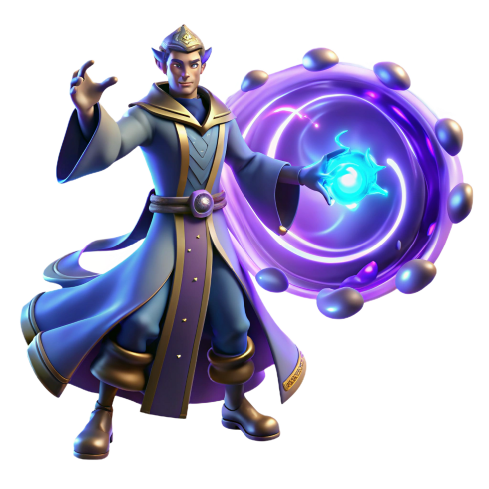 Master Wizard Casting Magical Spells with Mystical Orb png