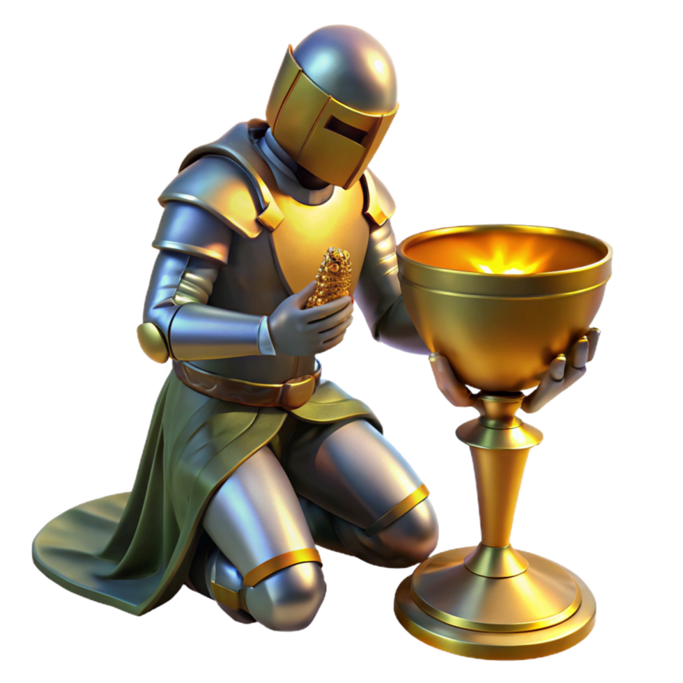 Knight's Offering Golden Corn and Holy Grail png