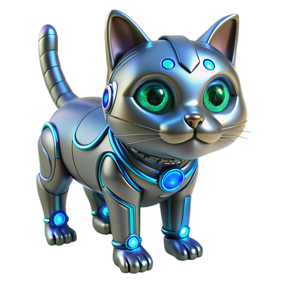 Cybernetic Cat Futuristic Feline Robot Design png
