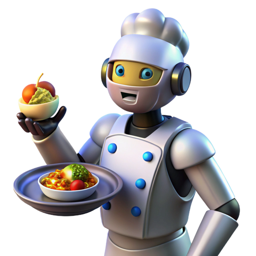 Robot Chef Serving Delicious Cuisine A Culinary Futuristic Concept png