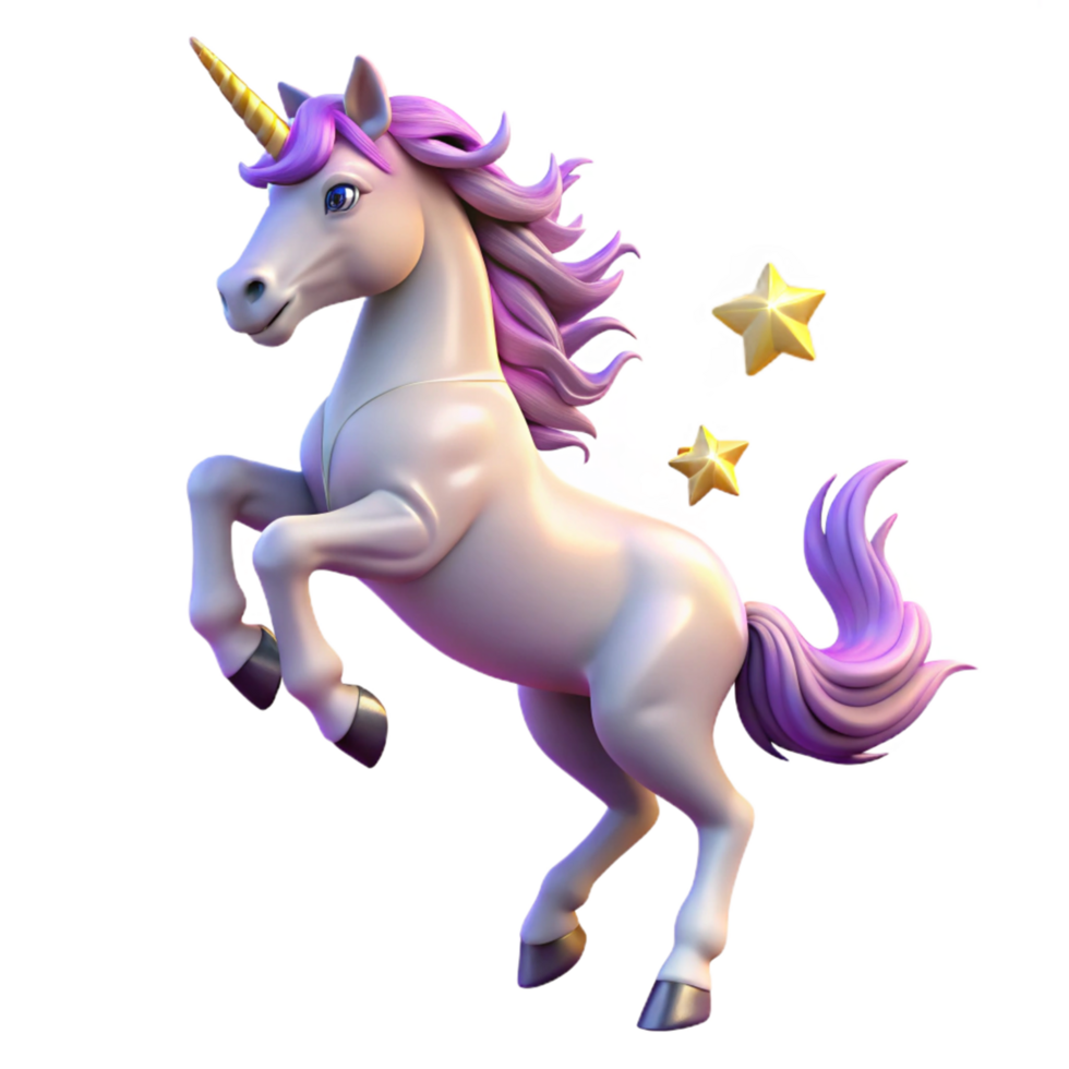 Magical Unicorn Leaping with Golden Stars png