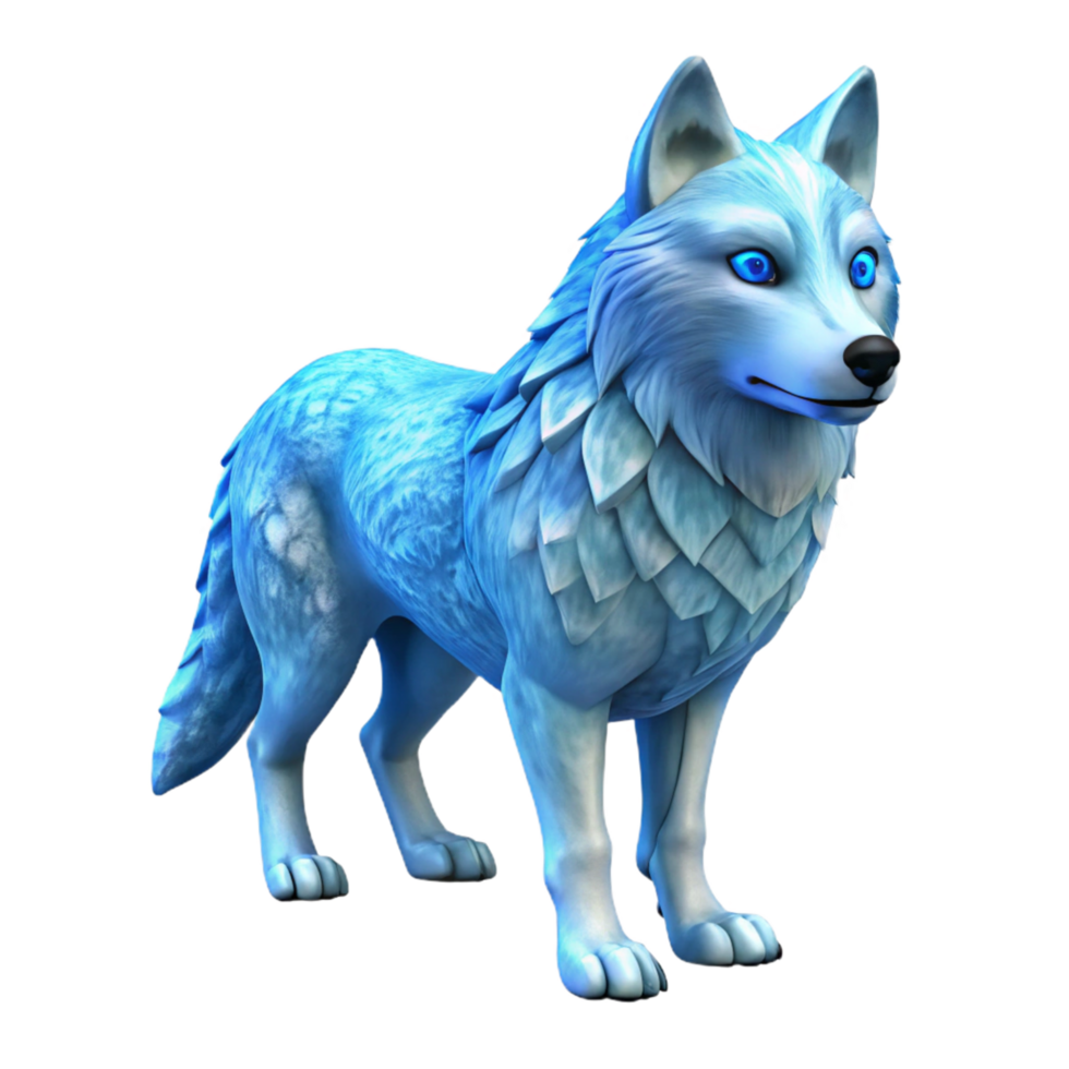 Ice Wolf A 3D Render of a Crystalline Canine png