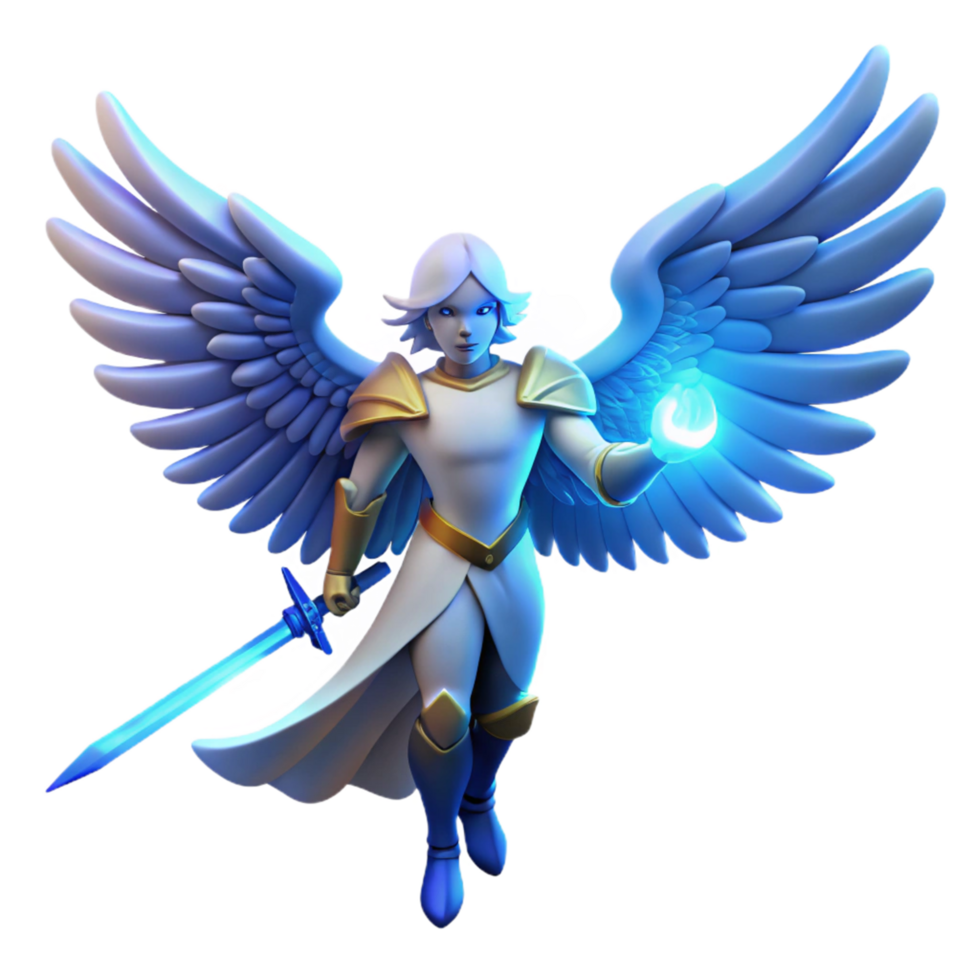 Angelic Warrior Celestial Wings, Sword, and Magic png