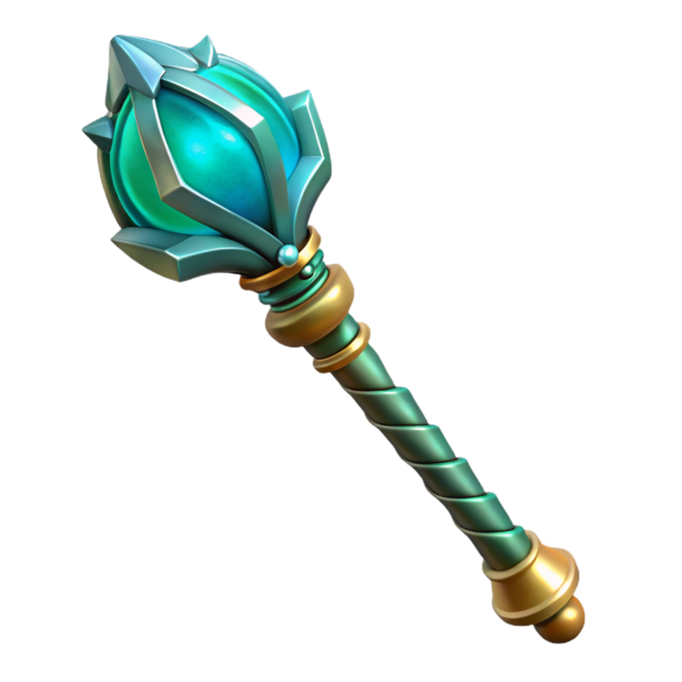 Enchanted Orb Scepter A 3D Model of a Fantasy Staff png