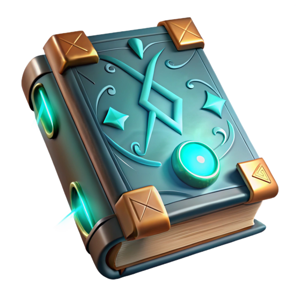 Enchanted Book Mystical Grimoire with Luminescent Gems png
