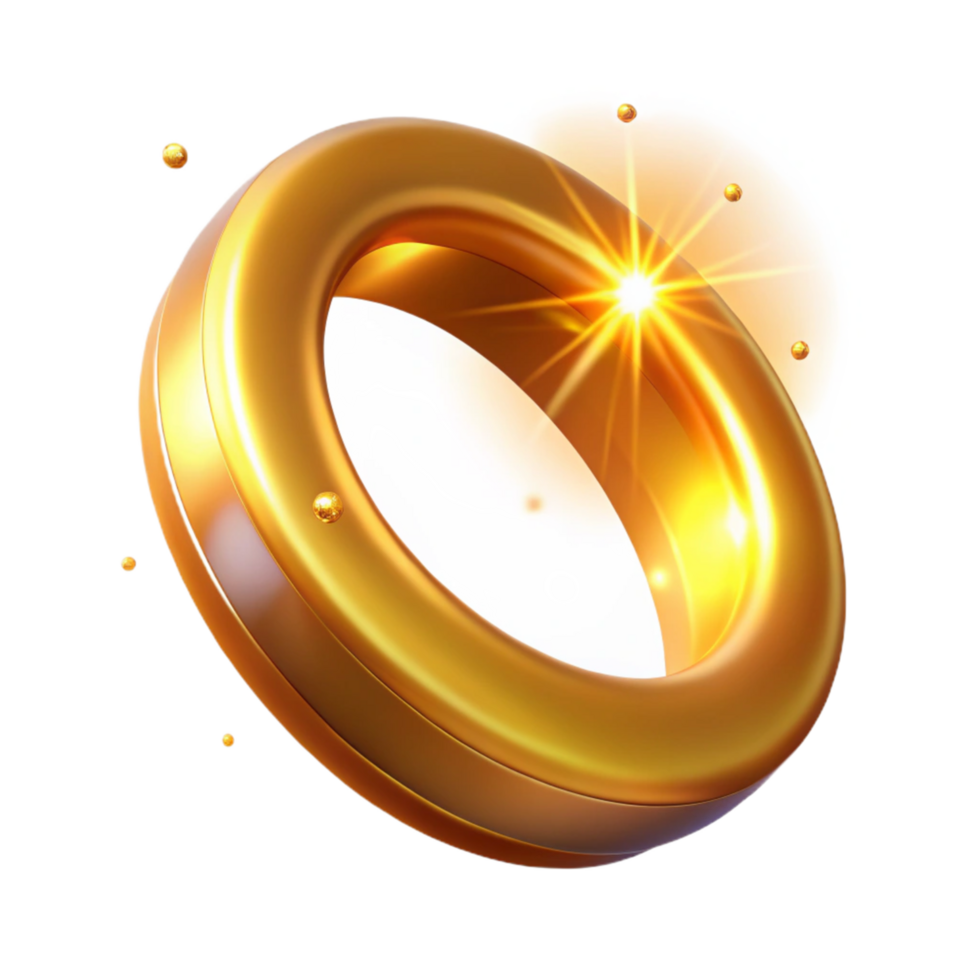 Golden Ring with Glowing Light Abstract 3D Render png