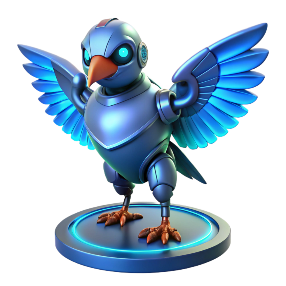 Cybernetic Avian Robot 3D Render of a Futuristic Mechanical Bird png