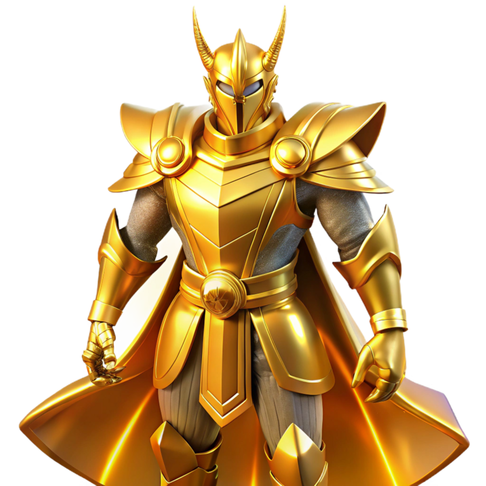 Golden Armor Knight A 3D Render of a Powerful Fantasy Warrior png